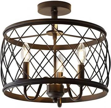 JONATHAN Y JYL9037B Eleanor 15" 3 Metal LED Semi Flush Mount Ceiling Traditional Dimmable