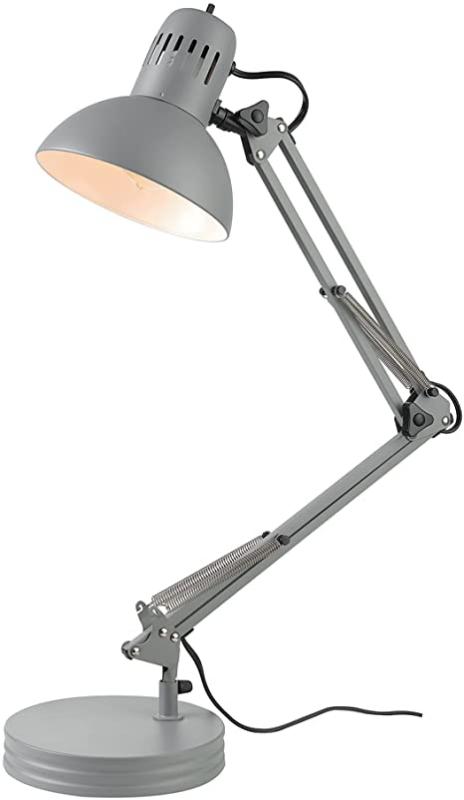 Globe Electric 56106 Architect 28" Spring Balanced Arm Desk Lamp, Matte Gray, On-Off Rotary Switch