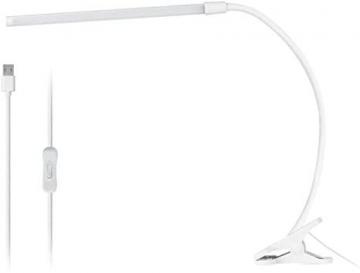 Monoprice WFH Flex Neck LED Desk Lamp - White, with Clamp Stand, USB Powered, Flexible Gooseneck
