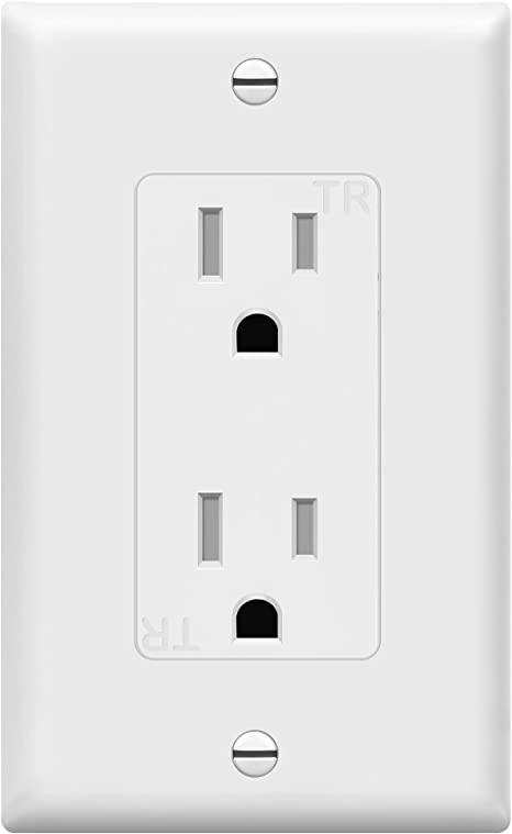 Enerlites 61501-TR-WWP Decorator Receptacle Outlet with Wall Plate, Tamper-Resistant