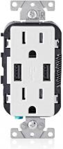 Leviton T5632-W 15-Amp Charger/Tamper Resistant Duplex Receptacle, 1-Pack, White