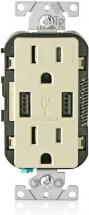 Leviton T5632-I USB Charger/Tamper-Resistant Duplex Receptacle, 15-Amp, Ivory, 1-Pack