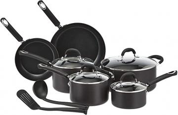Amazon Basics Hard Anodized Non-Stick 12-Piece Cookware Set, Black - Pots, Pans and Utensils