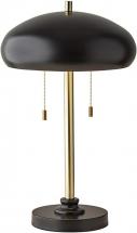 Adesso 1562-21 Cap Table Lamp, 23 in., 2 x 40W Type A (Not Included), Black & Antique Brass