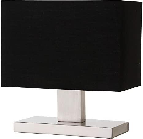 Amazon Basics Rectangular Metal Base Table Lamp with LED Bulb - 9.5" x 5.5" x 10.2", Brushed Nickel