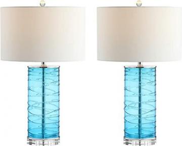 JONATHAN Y JYL4016A-SET2 Cole 27.5" Modern Fused Glass Cylinder LED Table Lamp