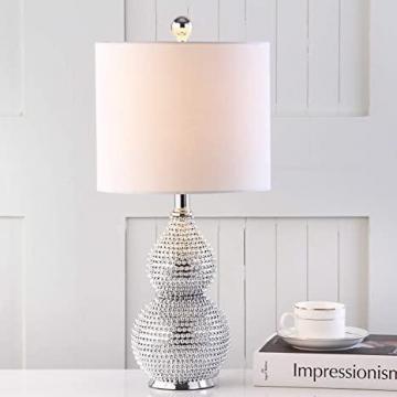 Safavieh Lighting Collection Clarabel Silver Chrome Studded 20-inch Table Lamp