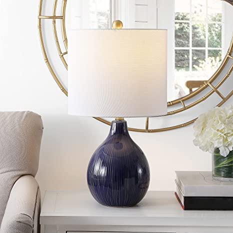 SAFAVIEH Lighting Collection Calrus Modern Blue Ceramic 22-inch Table Lamp