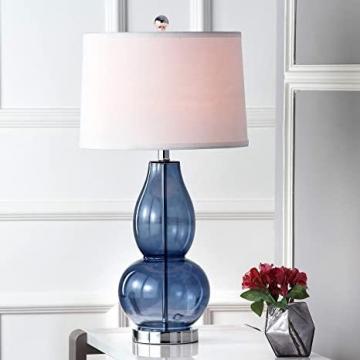 SAFAVIEH Lighting Collection Mercurio Blue Glass Double Gourd 29-inch Table Lamp