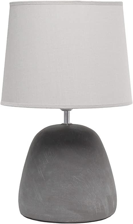 Simple Designs LT2058-GRY Round Concrete Table Lamp, Gray 10.25"L x 10.25"W x 16.5"H