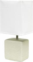 Simple Designs LT2072-OFF Petite Faux Stone Fabric, OffWhite with White Shade Table Lamp