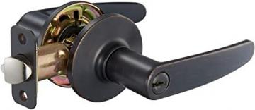 Amazon Basics Straight Door Lever With Lock, Entry, Oil Rubbed Bronze