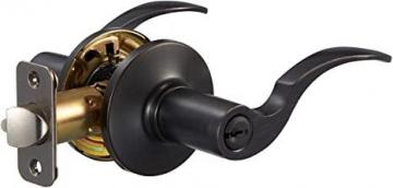 Amazon Basics Shelby Door Lever with Lock, Entry, Oil Rubbed Bronze