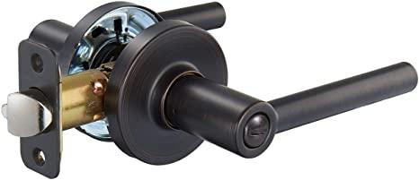 Amazon Basics Contemporary Madison Door Lever with Lock, Privacy, Oil Rubbed Bronze