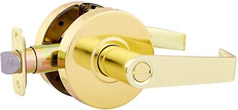 AmazonCommercial Grade 2 Commercial Duty Door Lever-Privacy Lockset, Polished Brass Finish, 4pk