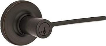 Kwikset Ladera Round Keyed Entry Lever featuring SmartKey Security in Venetian Bronze
