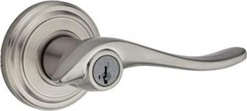 Kwikset Avalon Keyed Entry Lever featuring SmartKey Security™ in Satin Nickel