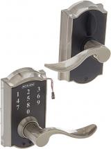 Schlage FE695CAM619ACC Camelot Electronic Leverset, Satin Nickel