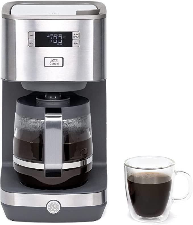 GE Drip Coffee Maker With Timer | 12-Cup Glass Carafe Coffee Pot With Warming Plate