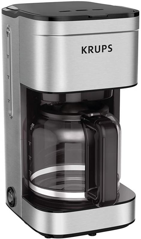 Krups Simply Brew Family Drip Coffee Maker, 10-cup, Black & Stainless Steel