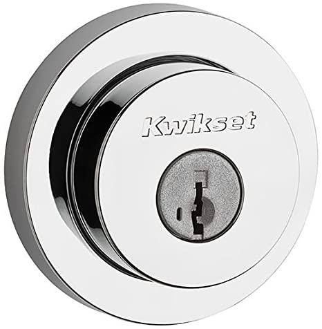 Kwikset 158 Round Single Cylinder Deadbolt featuring SmartKey in Polished Chrome