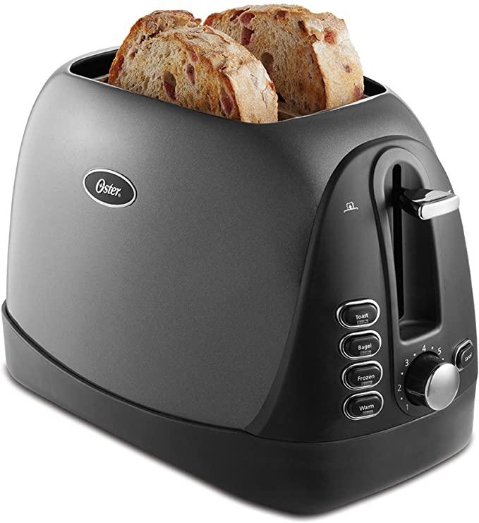 Oster 2-Slice, Bread, Bagel Toaster, Metallic Grey