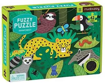 Mudpuppy Rainforest Fuzzy Puzzle, 42 Chunky Pieces, 15”x11”