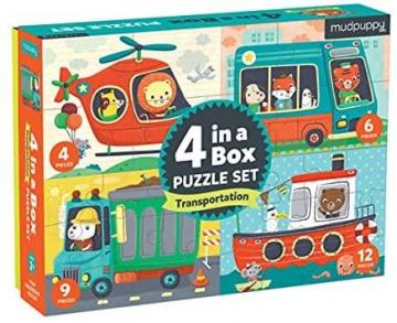 Mudpuppy Transportation 4-in-a-Box Puzzles, Ages 2-5