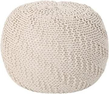 Christopher Knight Home Austin Knitted Cotton Pouf in Beige