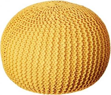 Christopher Knight Home Belle Knitted Cotton Pouf, Yellow