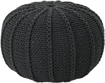 Christopher Knight Home Agatha Knitted Cotton Pouf, Dark Grey