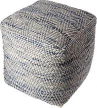 Christopher Knight Home Barnby Fabric Pouf, Ivory Blue