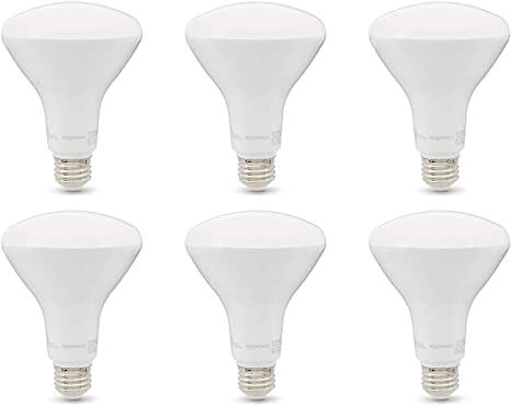 Amazon Basics 65W Equivalent, Soft White, Dimmable, 10,000 Hour, BR30 LED Bulb, 6pk