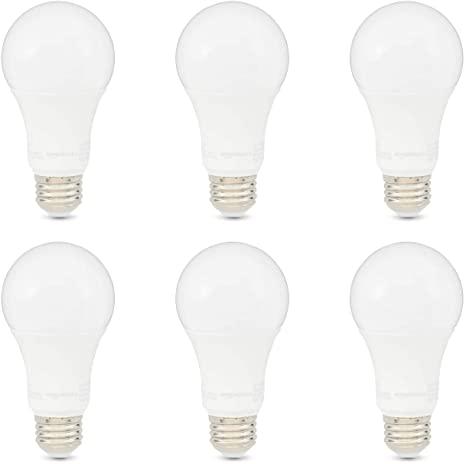 Amazon Basics 100W Equivalent, Daylight, Non-Dimmable, 10,000 Hour, A19 LED Bulb, 6pk