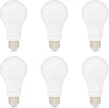 Amazon Basics 100W Equivalent, Daylight, Non-Dimmable, 10,000 Hour, A19 LED Bulb, 6pk