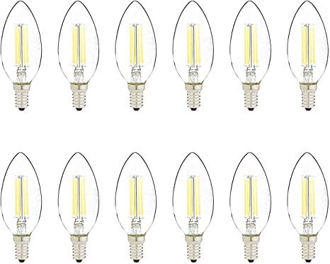 Amazon Basics 60W Equivalent, Clear, Daylight, Dimmable, 15,000 Hour, B11 (E12) LED Bulb, 12pk