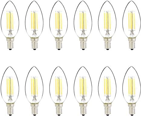 Amazon Basics 60W Equivalent, Clear, Soft White, Dimmable, 15,000 Hour, B11 (E12) LED Bulb, 12pk