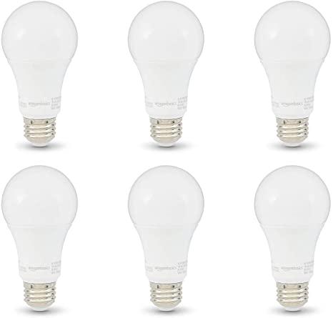 Amazon Basics 100W Equivalent, Soft White, Non-Dimmable, 10,000 Hour, A19 LED Bulb, 6pk