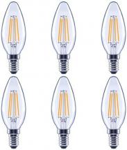 Asencia AN-03675 60 Watt Equivalent B11 All Glass Vintage Dimmable LED Bulb, E12, 6pk, Soft White