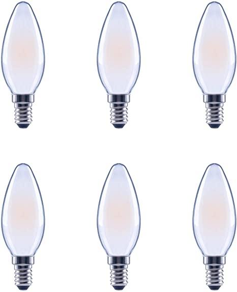 Asencia FG-03895 60Watt Equivalent B11 Frost Daylight, 15,000h Dimmable 6pk LED Bulb, White