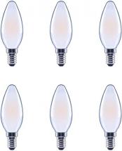Asencia FG-03895 60Watt Equivalent B11 Frost Daylight, 15,000h Dimmable 6pk LED Bulb, White