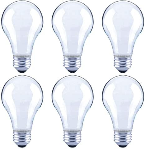 Asencia AN-03671 60 Watt Equivalent A19 Frosted All Glass Dimmable LED Bulb, 6pk, Soft White