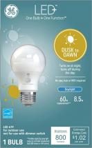 GE LED+ Dusk to Dawn Outdoor Light Bulb, Sunlight Sensors, Daylight, Medium Base, 60Wt Replacement