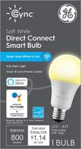 GE A19 Smart LED Bulb, 60W Replacement, Bluetooth/Wi-Fi Enabled, Soft White, 1pk