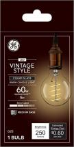 GE G25 Globe LED Bulb, 5-Watt, Clear Glass Finish, Dimmable, 60-Watt Replacement, E26, 1pk