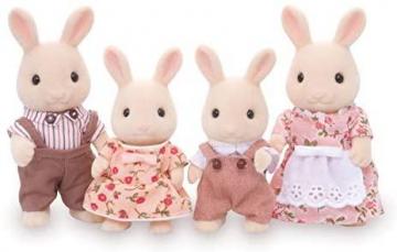Calico Critters, Sweetpea Rabbit Family, Dolls, Dollhouse Figures, Collectible Toys, 3 inches