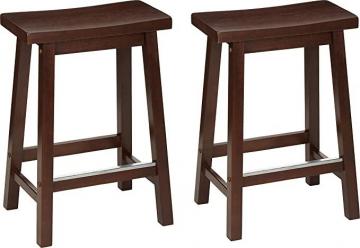 Amazon Basics Solid Wood Saddle-Seat Kitchen Counter-Height Stool, 24" Counter Stool, Walnut Finish