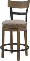Ball & Cast Swivel Counter Height Barstool 24 Inch Seat Height Taupe fabric with nailhead trim