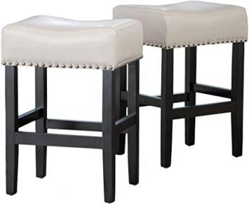 Christopher Knight Home Lisette Backless Leather Counter Stools, 2-Pcs Set, Ivory