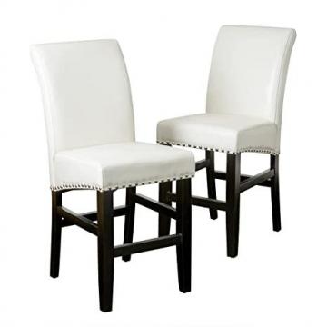 Christopher Knight Home Lisette Leather Counter Stools, 2-Pcs Set, Ivory